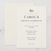 Elegant Minimal 80th Birthday Celebration Einladung (Vorne/Hinten)