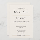 Elegant Minimal 80th Birthday Celebration Einladung (Vorne/Hinten)