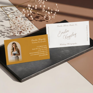 Elegant Minimal Arch Photo Wedding Photographer Visitenkarte