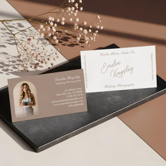 Elegant Minimal Arch Photo Wedding Photographer Visitenkarte