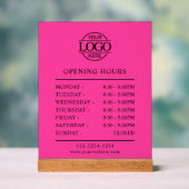Elegant Minimal Bight Pink Business Opening Hours Acrylschild (Neutral)