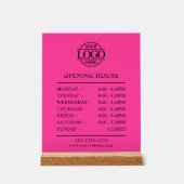 Elegant Minimal Bight Pink Business Opening Hours Acrylschild (Vorderseite)