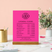 Elegant Minimal Bight Pink Business Opening Hours Acrylschild (Hochzeit)