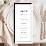 Elegant Minimal Black And White Menükarte<br><div class="desc">Elegant Minimal Black And White Wedding Menu.</div>