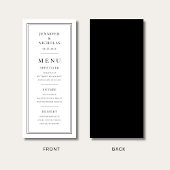 Elegant Minimal Black And White Wedding Menükarte