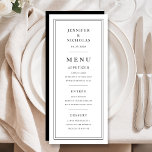 Elegant Minimal Black And White Wedding Menükarte<br><div class="desc">Elegant Minimal Black And White Wedding Menu.</div>