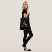 Elegant Minimal Black Gold Monogram Name Initial Tasche (Am Model)