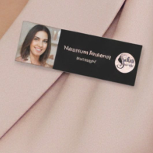 Elegant Minimal Black Makeup  Business Employee Namensschild