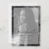 Elegant Minimal Black & White Photo Graduation Einladung (Vorderseite)