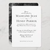 Elegant Minimal Black White Photo Wedding Einladung (Vorne/Hinten)