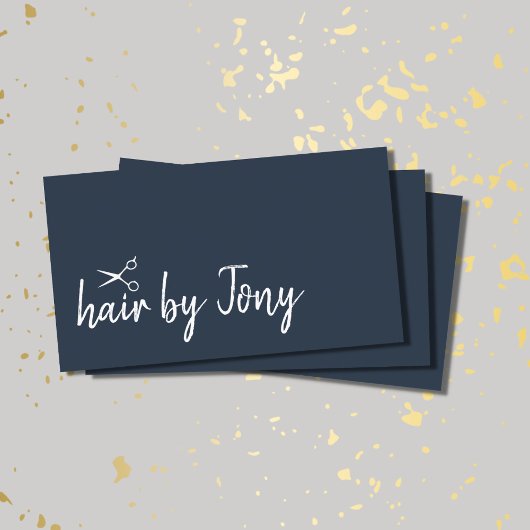 Elegant Minimal Blue White Hair Stylist Visitenkarte