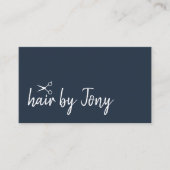 Elegant Minimal Blue White Hair Stylist Visitenkarte (Vorderseite)