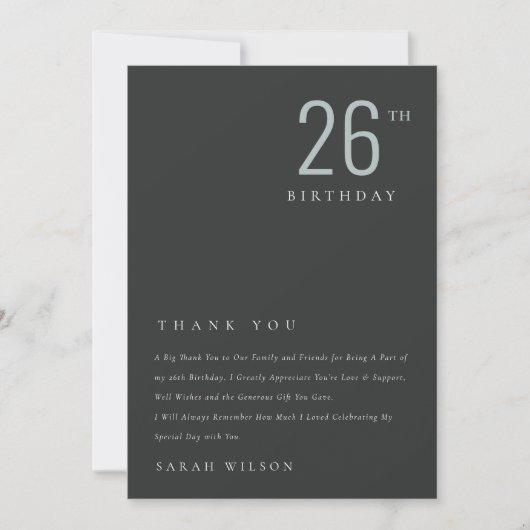 Elegant Minimal Bold Black Blue jedes Alter Geburt Dankeskarte (Vorderseite)