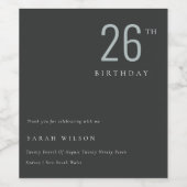 Elegant Minimal Bold Black Blue jedes Alter Geburt Weinetikett (Einzelnes Label)