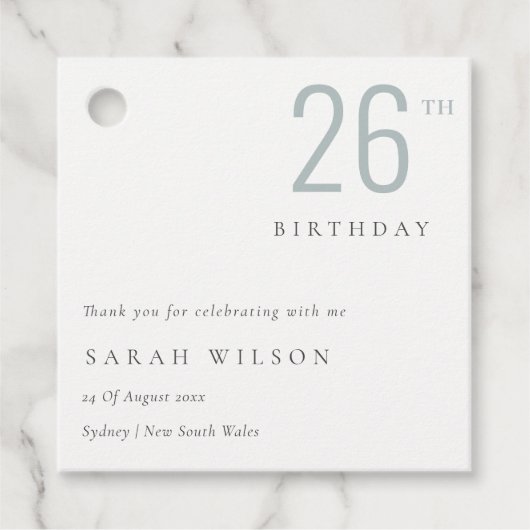 Elegant Minimal Bold Dusky Blau jedes Alter Geburt Geschenkanhänger (Vorderseite)