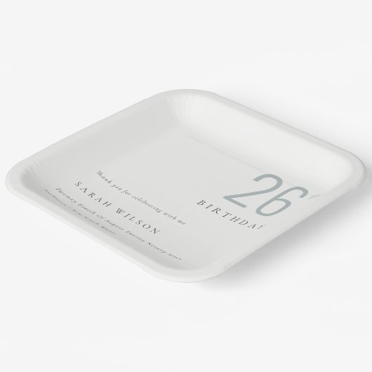 Elegant Minimal Bold Dusky Blau jedes Alter Geburt Pappteller (Gewinkelt)