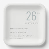 Elegant Minimal Bold Dusky Blau jedes Alter Geburt Pappteller (Vorderseite)