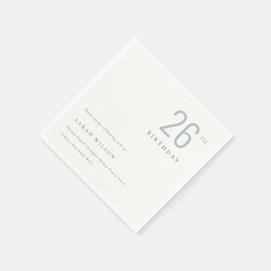 Elegant Minimal Bold Dusky Blau jedes Alter Geburt Serviette (Ecke)