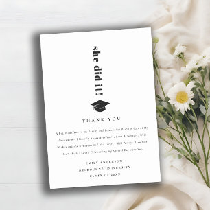 Elegant Minimal Bold Typografy Graduation Cap Dankeskarte