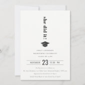 Elegant Minimal Bold Typografy Graduation Cap Einladung (Vorderseite)