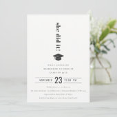 Elegant Minimal Bold Typografy Graduation Cap Einladung (Stehend Vorderseite)
