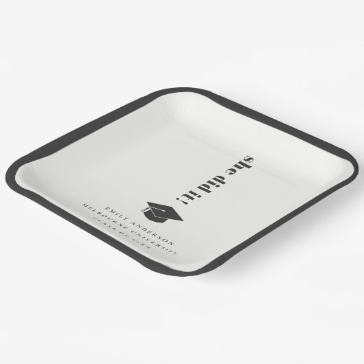Elegant Minimal Bold Typografy Graduation Cap Pappteller (Gewinkelt)