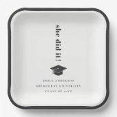 Elegant Minimal Bold Typografy Graduation Cap Pappteller (Vorderseite)