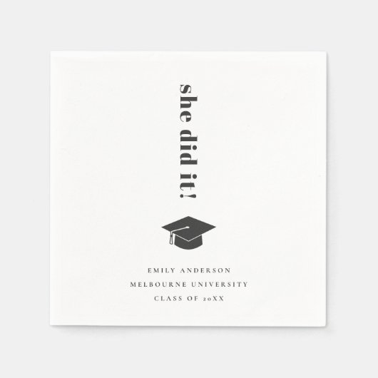 Elegant Minimal Bold Typografy Graduation Cap Serviette (Vorderseite)