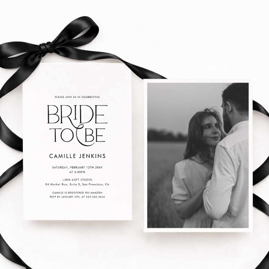 Elegant Minimal Bridal Shower Photo Invitation Einladung