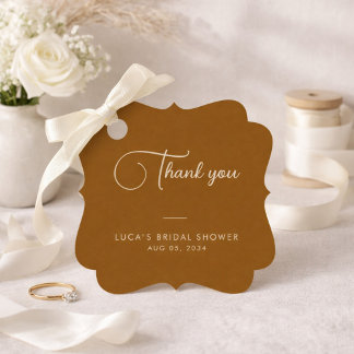 Elegant Minimal Bridal Shower Thank You Tag Geschenkanhänger