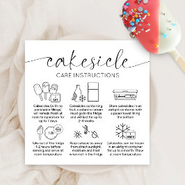 Elegant Minimal Cakesicles Care Instructions Card Quadratische Visitenkarte