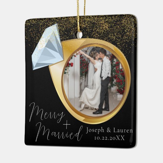 Elegant Minimal Christmas Merry + Verheiratet Keramikornament (Links)