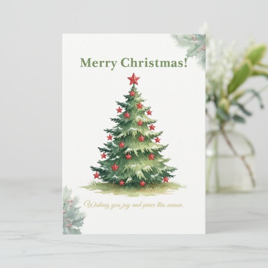 Elegant Minimal Christmas Tree Card Feiertagskarte (Stehend Vorderseite)