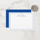 Elegant Minimal Classic Script Navy Blue Mitteilungskarte (Vorderseite/Rückseite Beispiel)