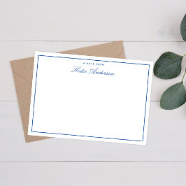 Elegant Minimal Classic Script Navy Blue Mitteilungskarte