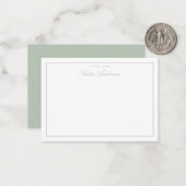 Elegant Minimal Classic Script Sage Green Mitteilungskarte (Vorderseite/Rückseite Beispiel)