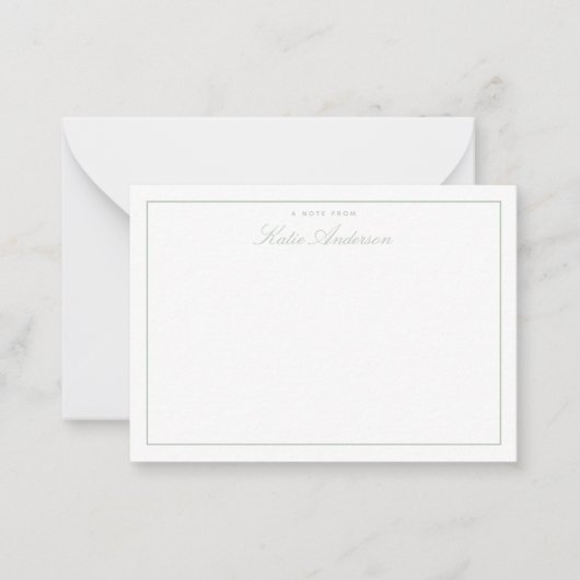 Elegant Minimal Classic Script Sage Green Mitteilungskarte (Vorderseite)