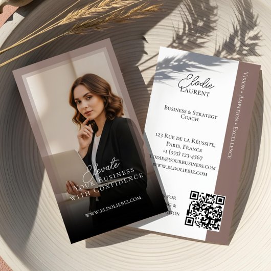 Elegant Minimal Consulting Coach Photo QR Code Visitenkarte