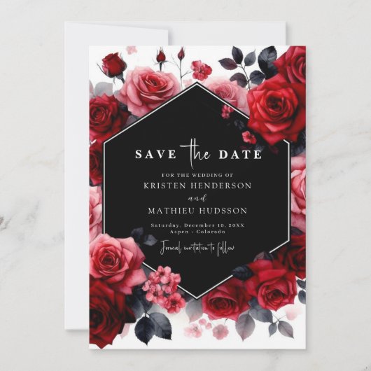 Elegant Minimal Crimson Red Wedding Save The Date (Vorderseite)