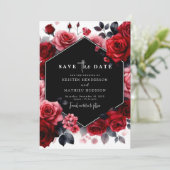 Elegant Minimal Crimson Red Wedding Save The Date (Stehend Vorderseite)