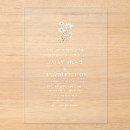 Elegant Minimal Daisy Floral Wedding Acryleinladungen