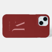 Elegant & Minimal Deep Red Monogram Case-Mate iPhone Hülle (Rückseite (Horizontal))