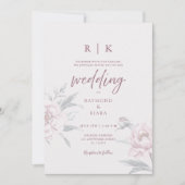 Elegant Minimal Dusky Pink Peony Floral Wedding  Einladung (Vorderseite)