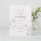 Elegant Minimal Dusky Pink Peony Floral Wedding  Einladung (Stehend Vorderseite)