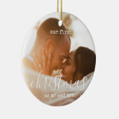 Elegant Minimal | Erste Weihnachts-Foto und Text Keramik Ornament (Rechts)