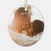 Elegant Minimal | Erste Weihnachts-Foto und Text Keramik Ornament (Links)