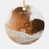 Elegant Minimal | Erste Weihnachts-Foto und Text Keramik Ornament (Hinten)