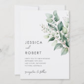 Elegant Minimal Eukalyptus Greenery Wedding Einladung (Vorderseite)