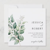 Elegant Minimal Eukalyptus Greenery Wedding Einladung (Vorderseite)