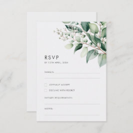 Elegant Minimal Eukalyptus Greenery Wedding RSVP Karte